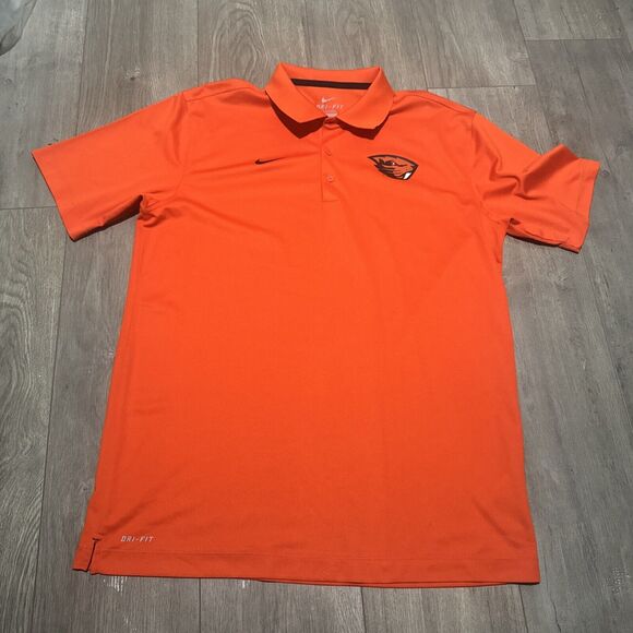 Nike Dri-Fit OSU Beavers L Polo Shirt Logo Oregon State University Orange - Picture 1 of 5